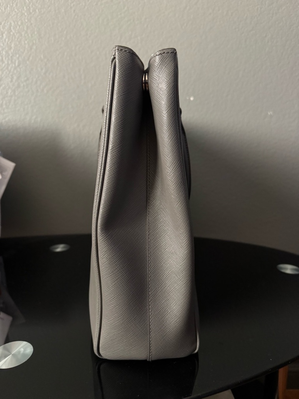 Prada Galleria |  Silver-Gray Saffiano Leather Structured Satchel - Picture 4 of 13
